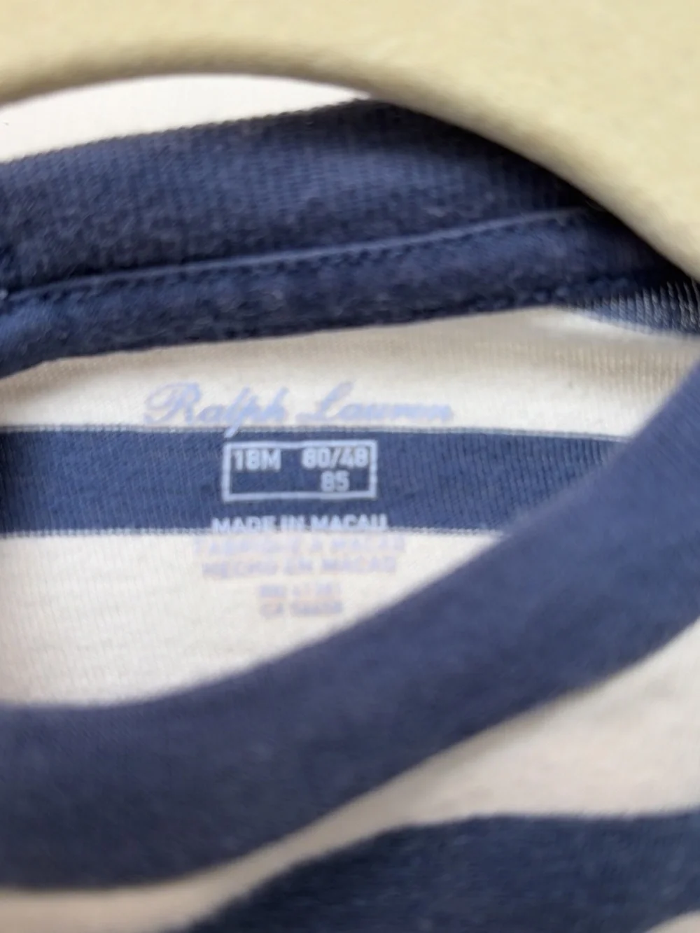 Ralph Lauren Polo Bear Tee Girls 18 Months Artist Stripper Navy White Cott